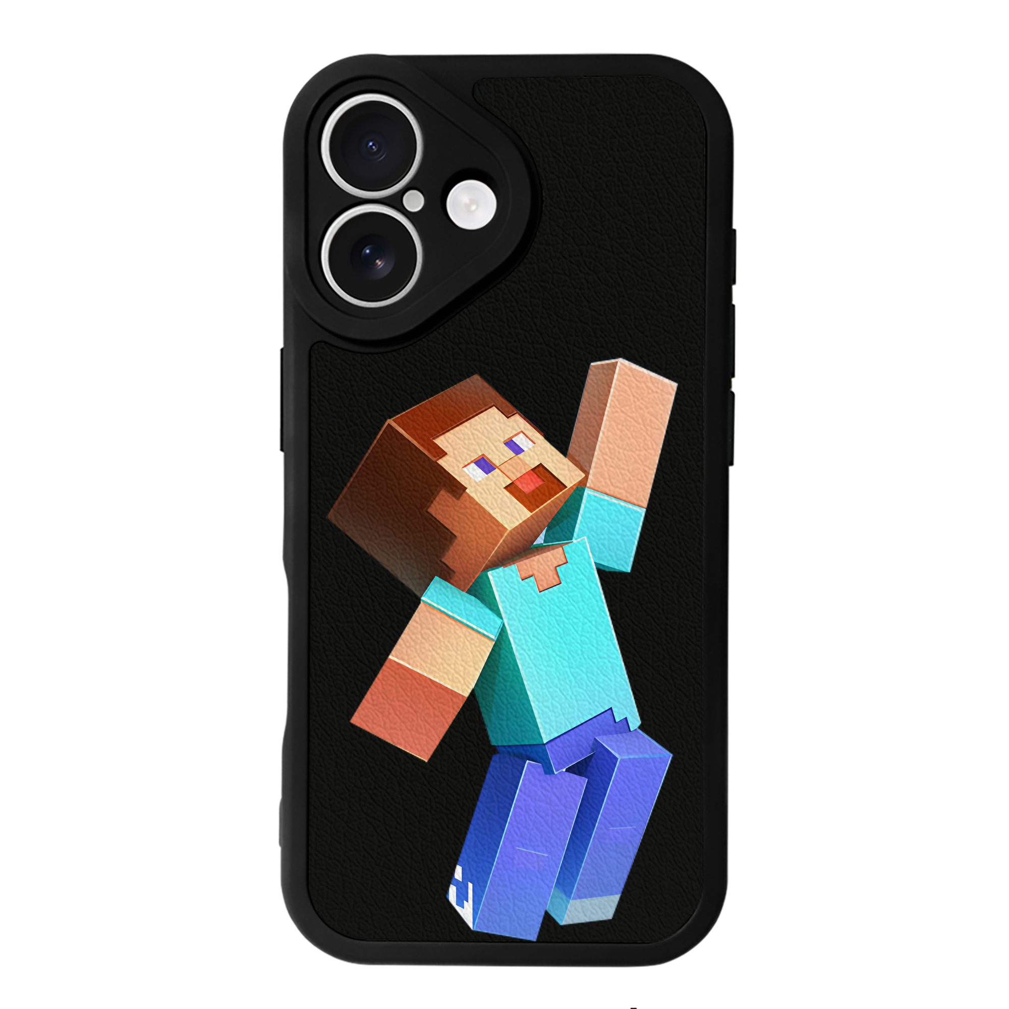 （画像用） マインクラフト ブロックの世界 Minecraft MC Block world 【iPhone 16シリーズ対応】シリコンスマホケース（レザー調） 材質：シリコン